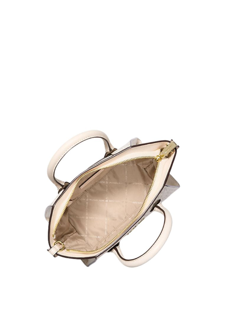 Avril Small Logo and Leather Satchel Cream Multi