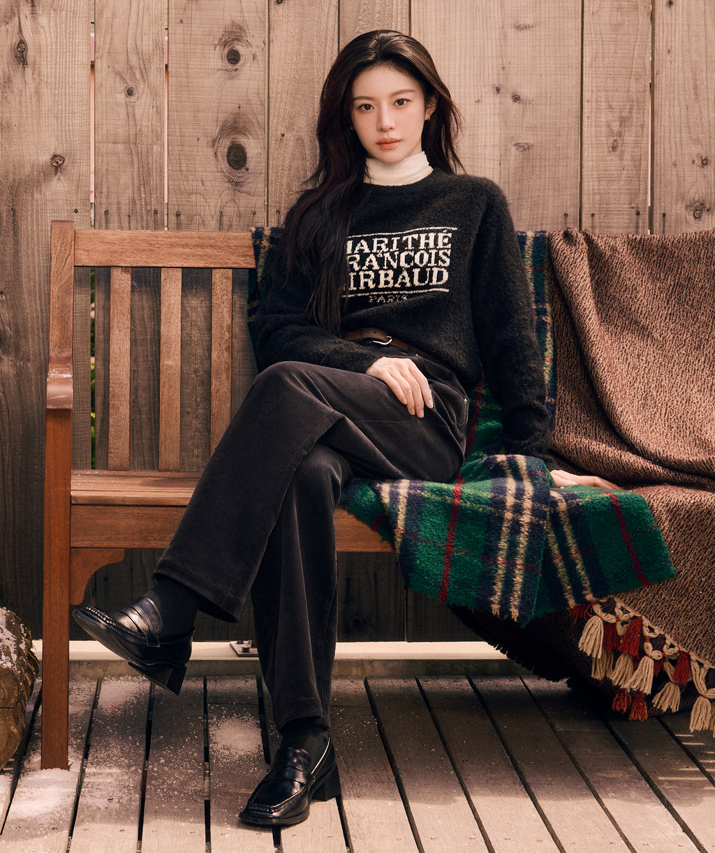 BOUCLE CLASSIC LOGO KNIT PULLOVER black