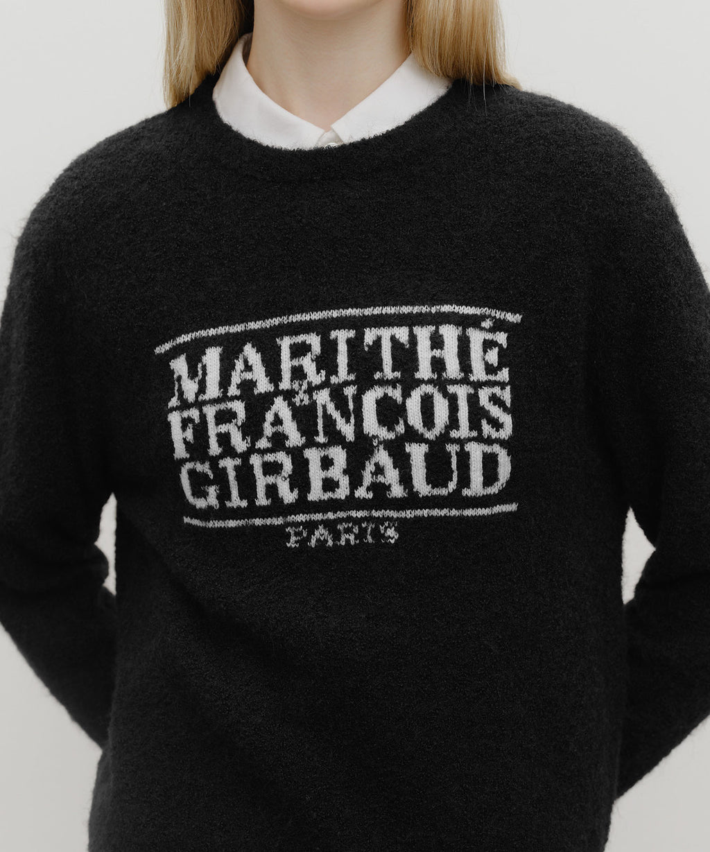 BOUCLE CLASSIC LOGO KNIT PULLOVER black