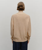 BOUCLE CLASSIC LOGO KNIT PULLOVER ecru