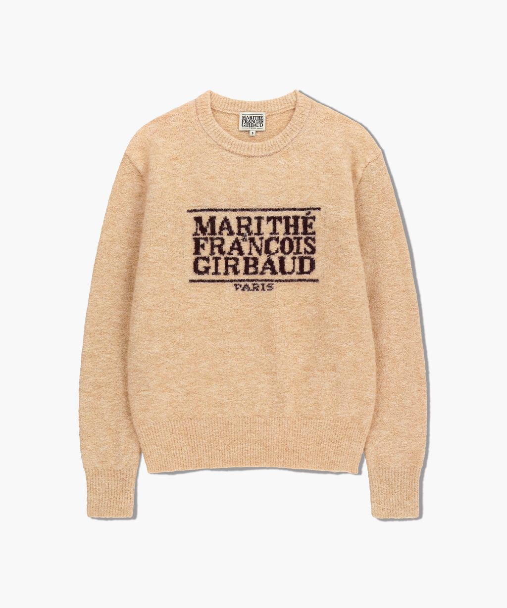 BOUCLE CLASSIC LOGO KNIT PULLOVER ecru