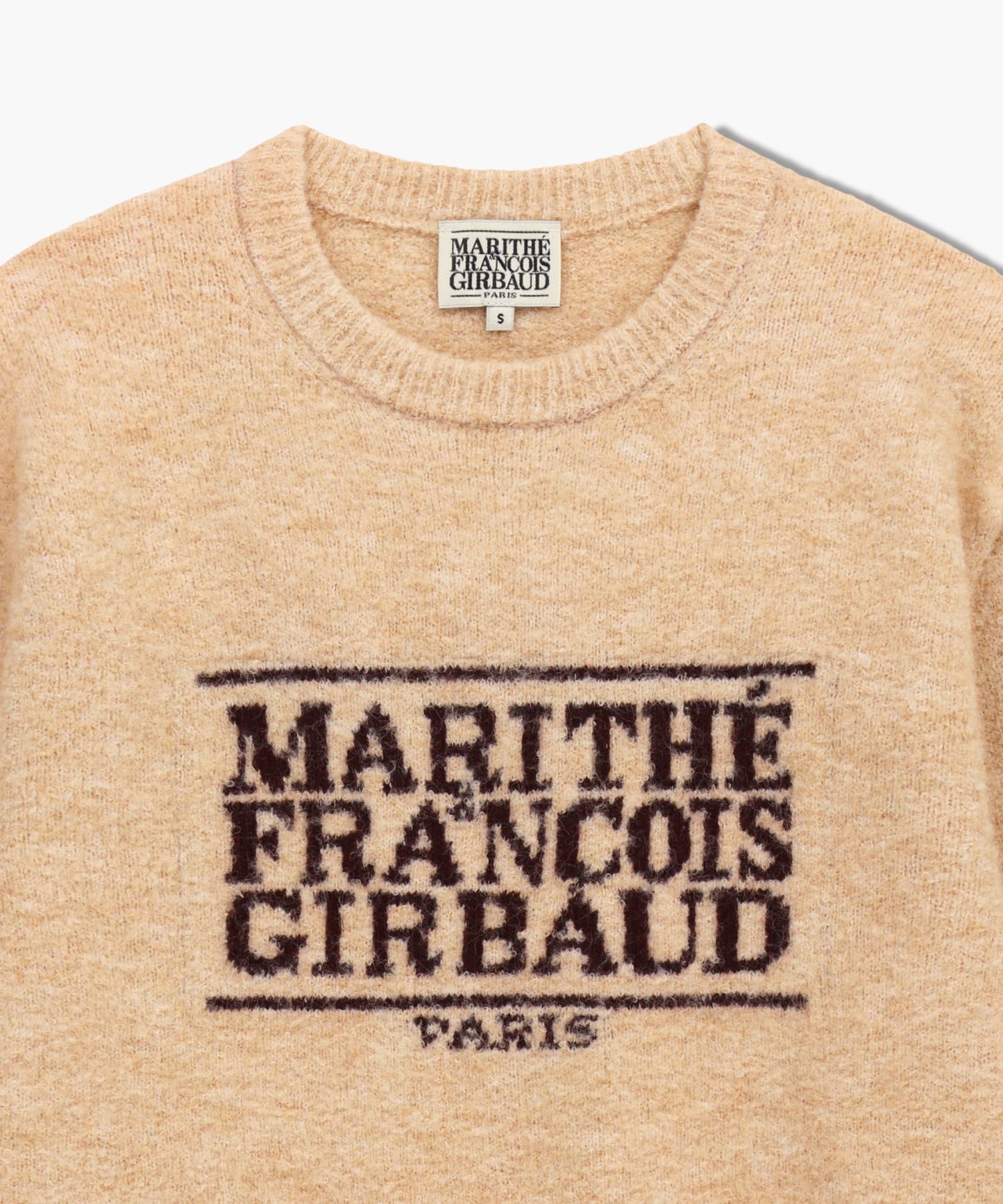 BOUCLE CLASSIC LOGO KNIT PULLOVER ecru