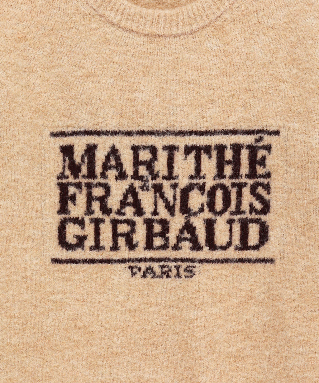 BOUCLE CLASSIC LOGO KNIT PULLOVER ecru