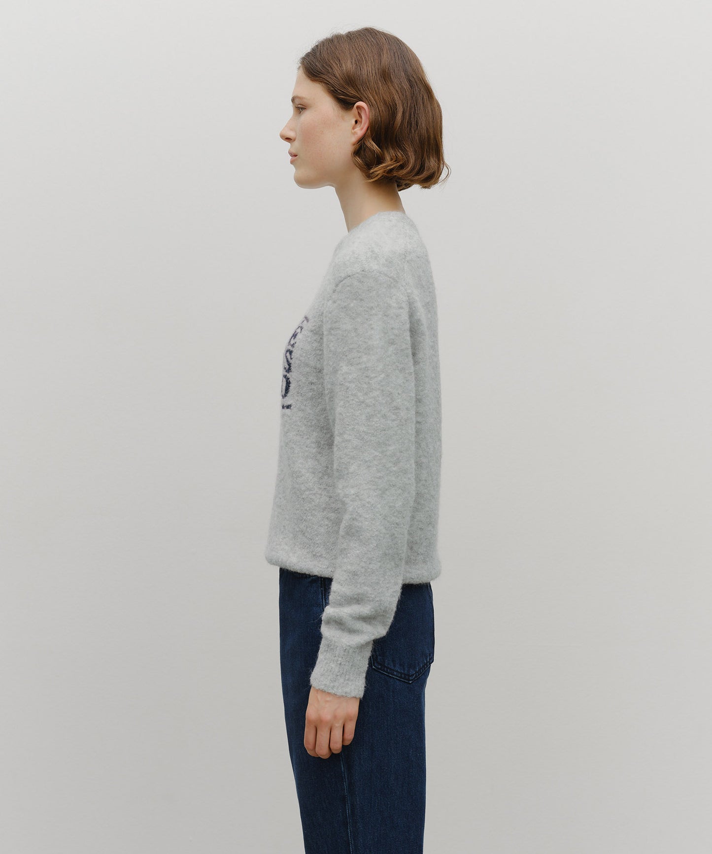BOUCLE CLASSIC LOGO KNIT PULLOVER light gray