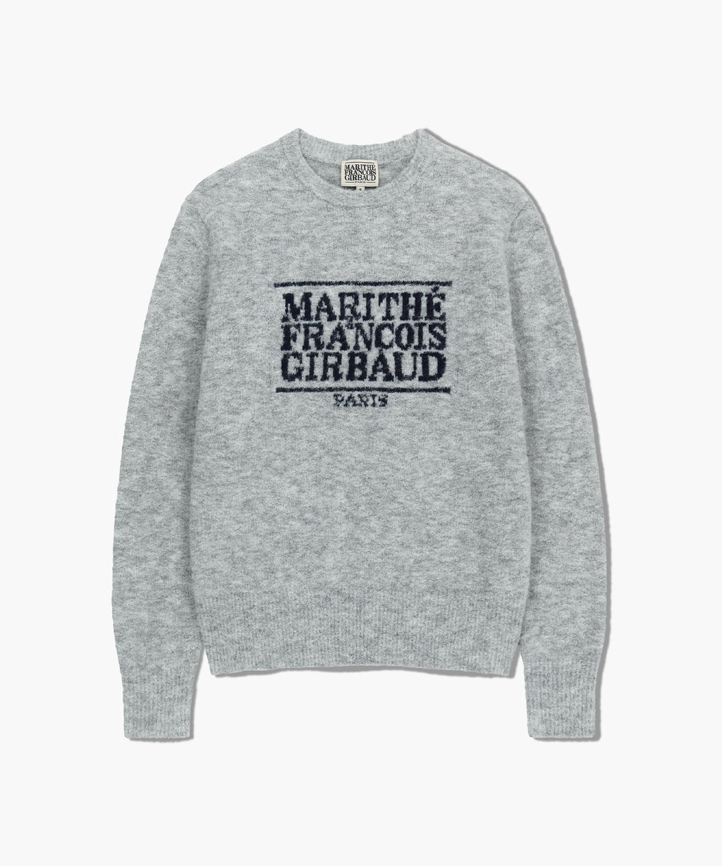 BOUCLE CLASSIC LOGO KNIT PULLOVER light gray