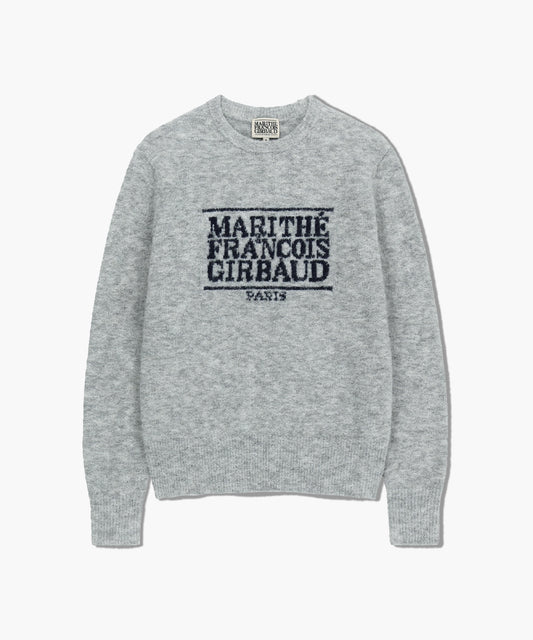 BOUCLE CLASSIC LOGO KNIT PULLOVER light gray