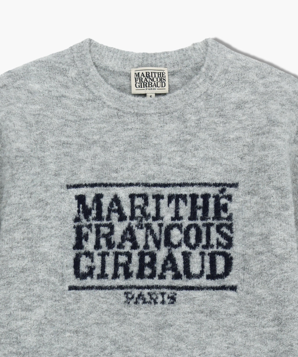 BOUCLE CLASSIC LOGO KNIT PULLOVER light gray