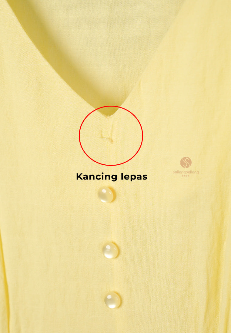 [DEFECT SALE 270] V-neck Button Dress Yellow