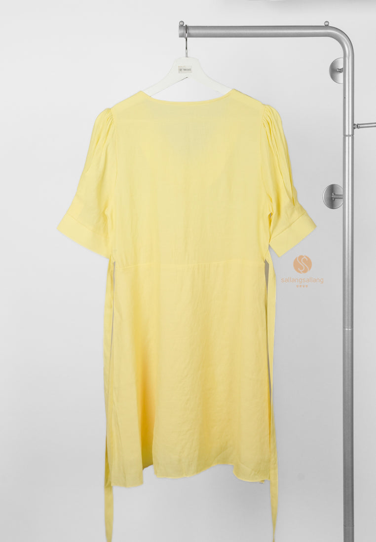 [DEFECT SALE 270] V-neck Button Dress Yellow