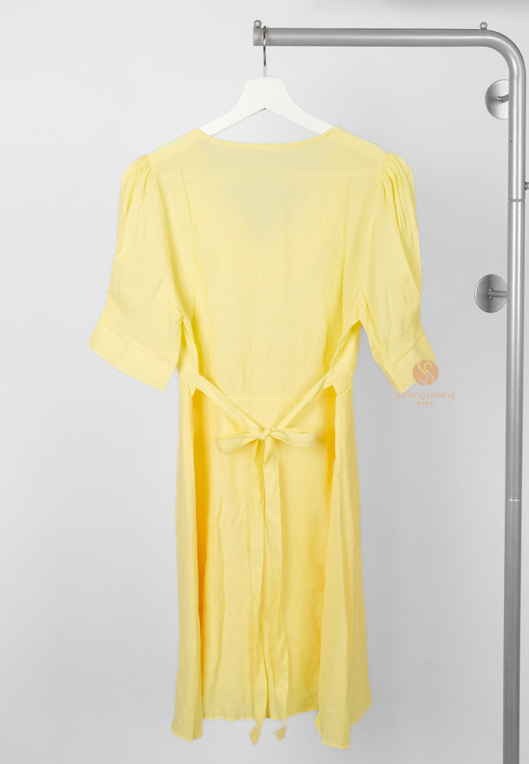 [DEFECT SALE 270] V-neck Button Dress Yellow