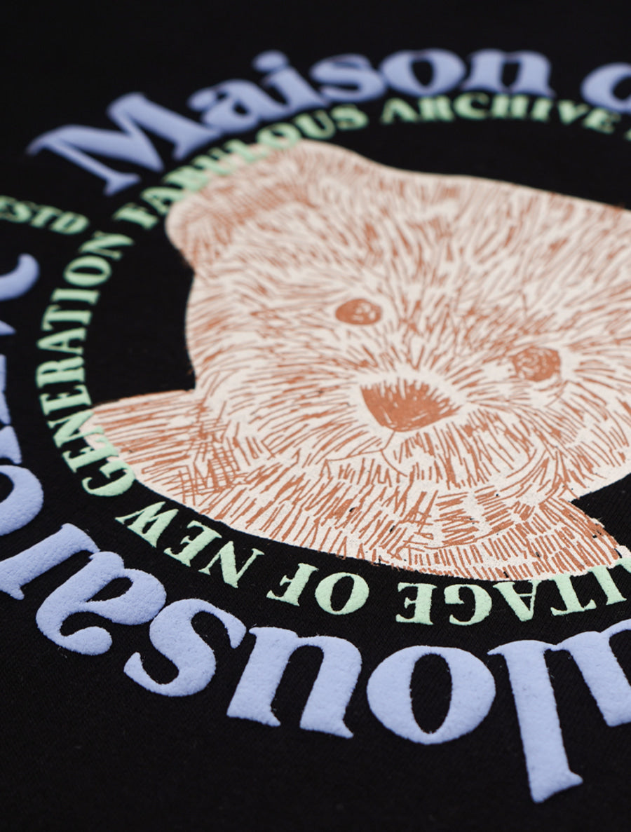 Bear Friends Relax Crop T-Shirt Black Blue