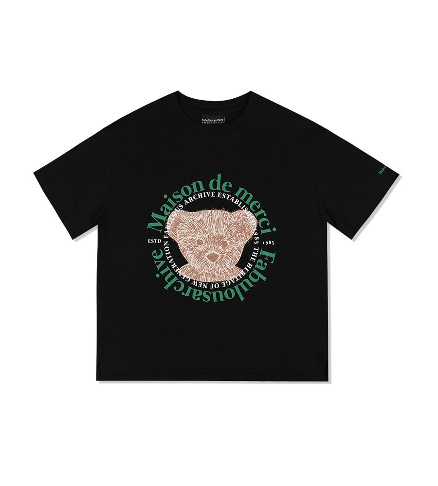 Bear Friends Relax Crop T-Shirt Black Green