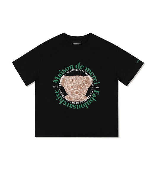 Bear Friends Relax Crop T-Shirt Black Green