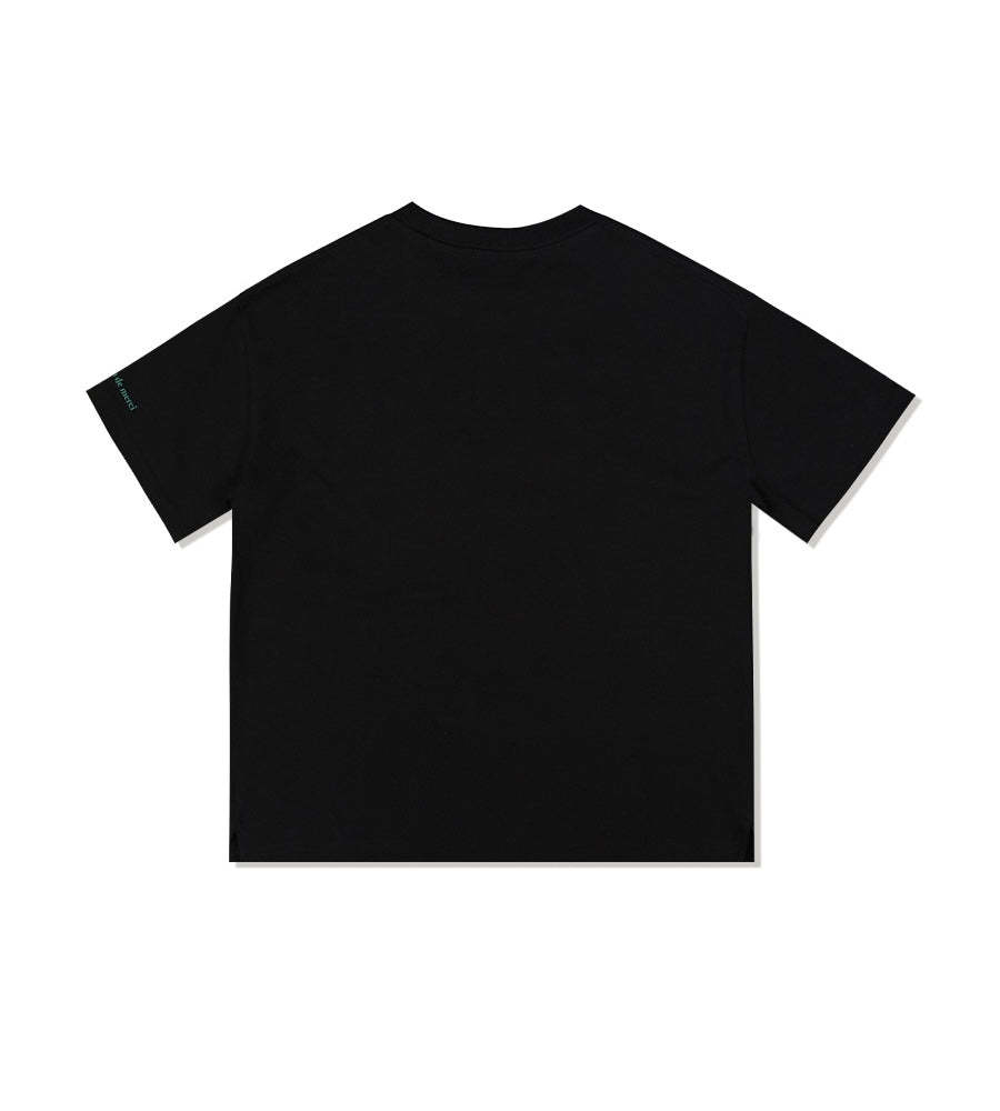 Bear Friends Relax Crop T-Shirt Black Green