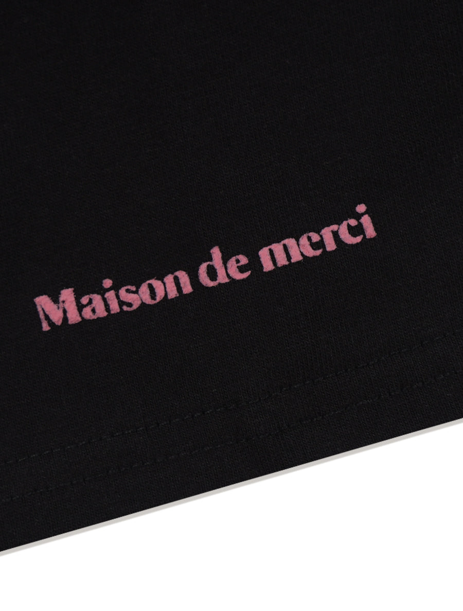 Bear Friends Relax Crop T-Shirt Black Pink