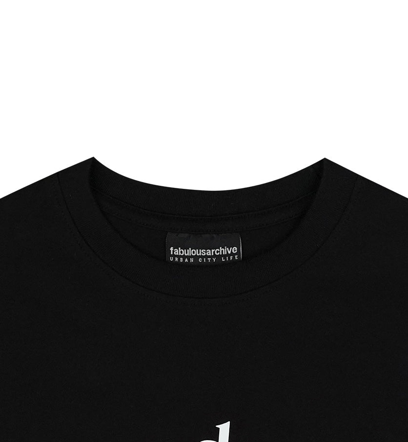 Bear Friends Relax Crop T-Shirt Black White