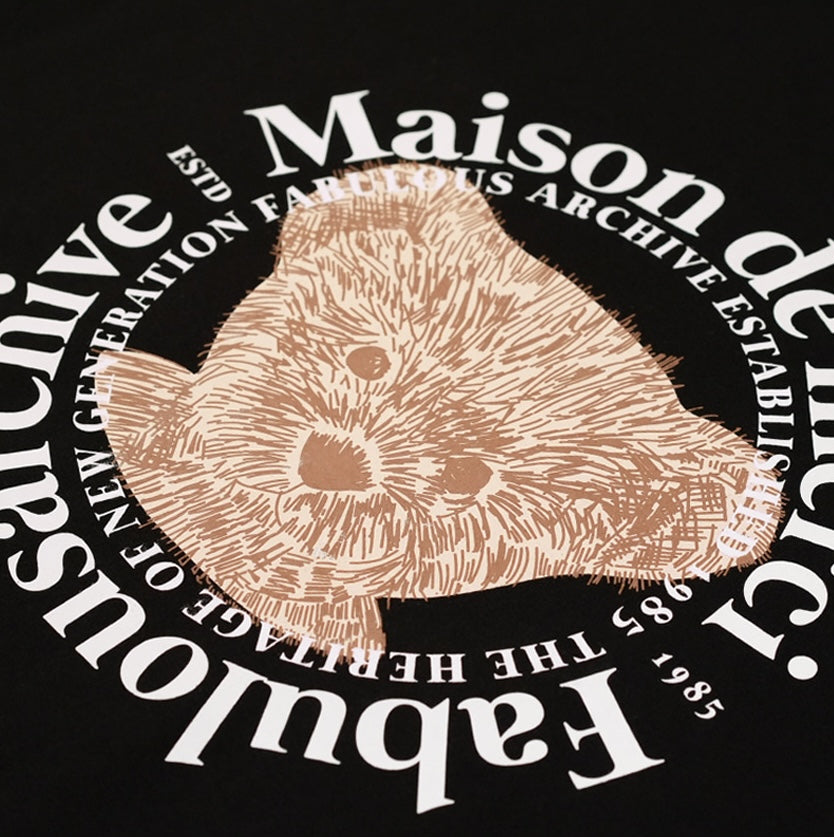 Bear Friends Relax Crop T-Shirt Black White