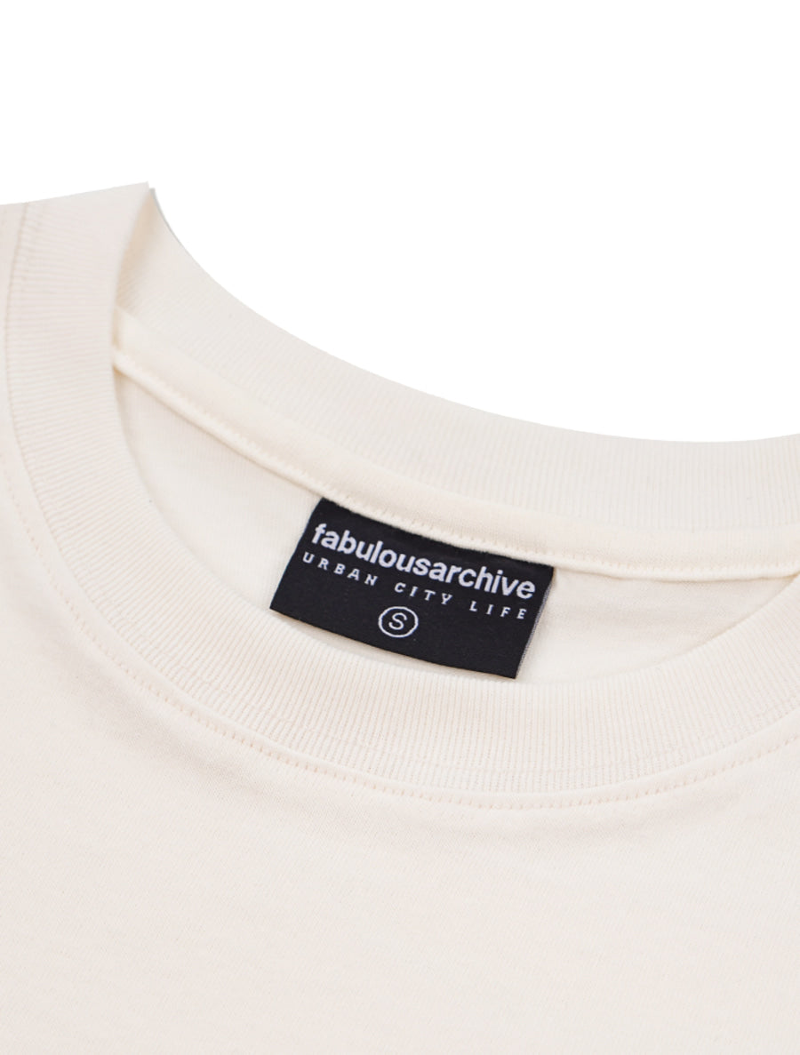 Bear Friends Relax Crop T-Shirt Cream Blue