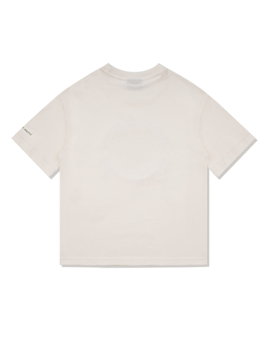 Bear Friends Relax Crop T-Shirt Cream Green