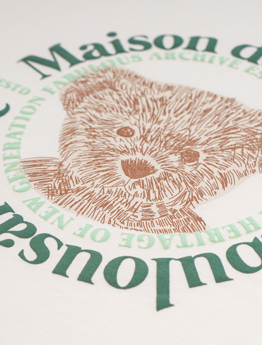 Bear Friends Relax Crop T-Shirt Cream Green