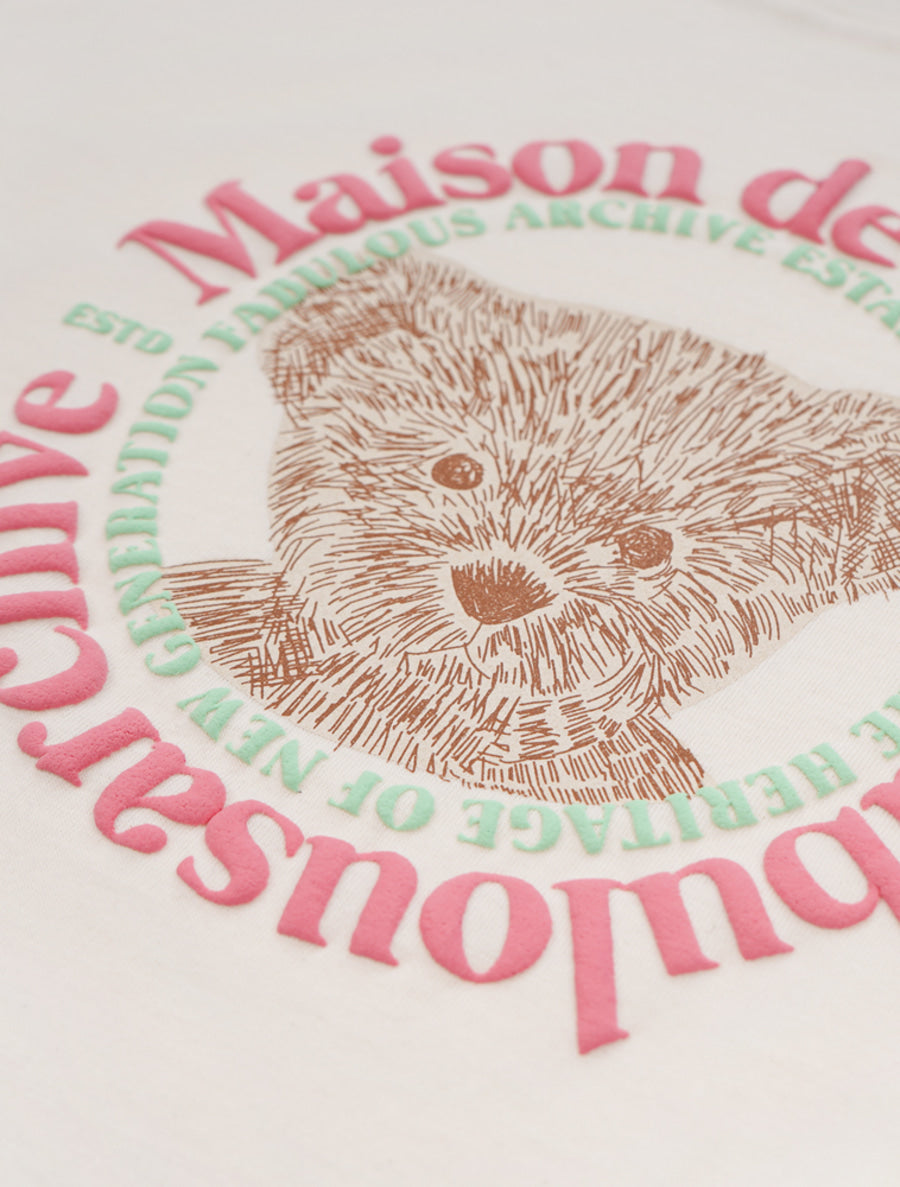 Bear Friends Relax Crop T-Shirt Cream Pink