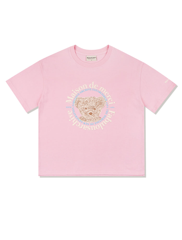 Bear Friends Relax Crop T-Shirt Pink