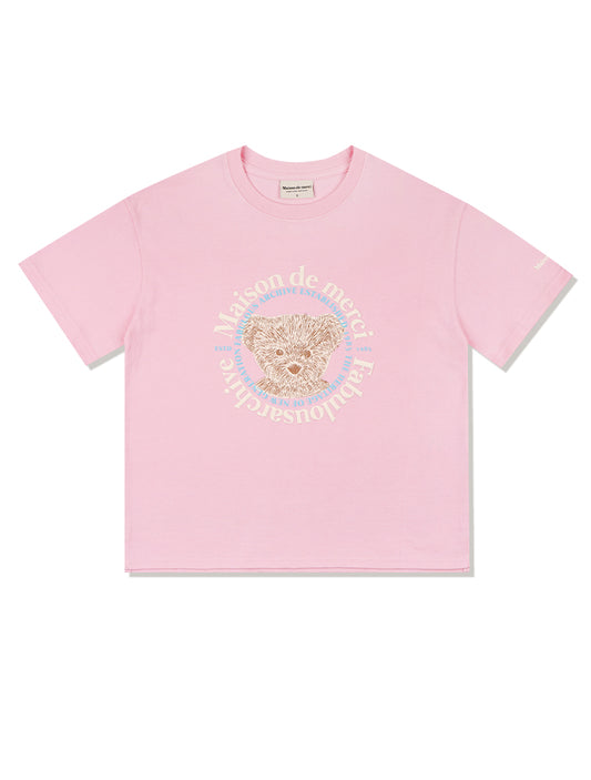 Bear Friends Relax Crop T-Shirt Pink