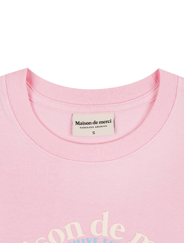 Bear Friends Relax Crop T-Shirt Pink