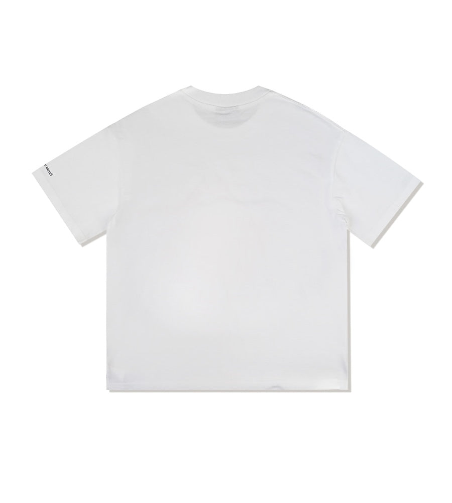 Bear Friends Relax Crop T-Shirt White Navy