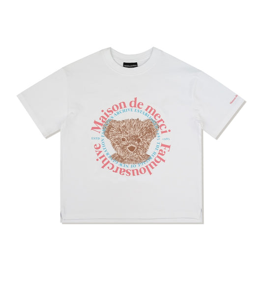 Bear Friends Relax Crop T-Shirt White Pink