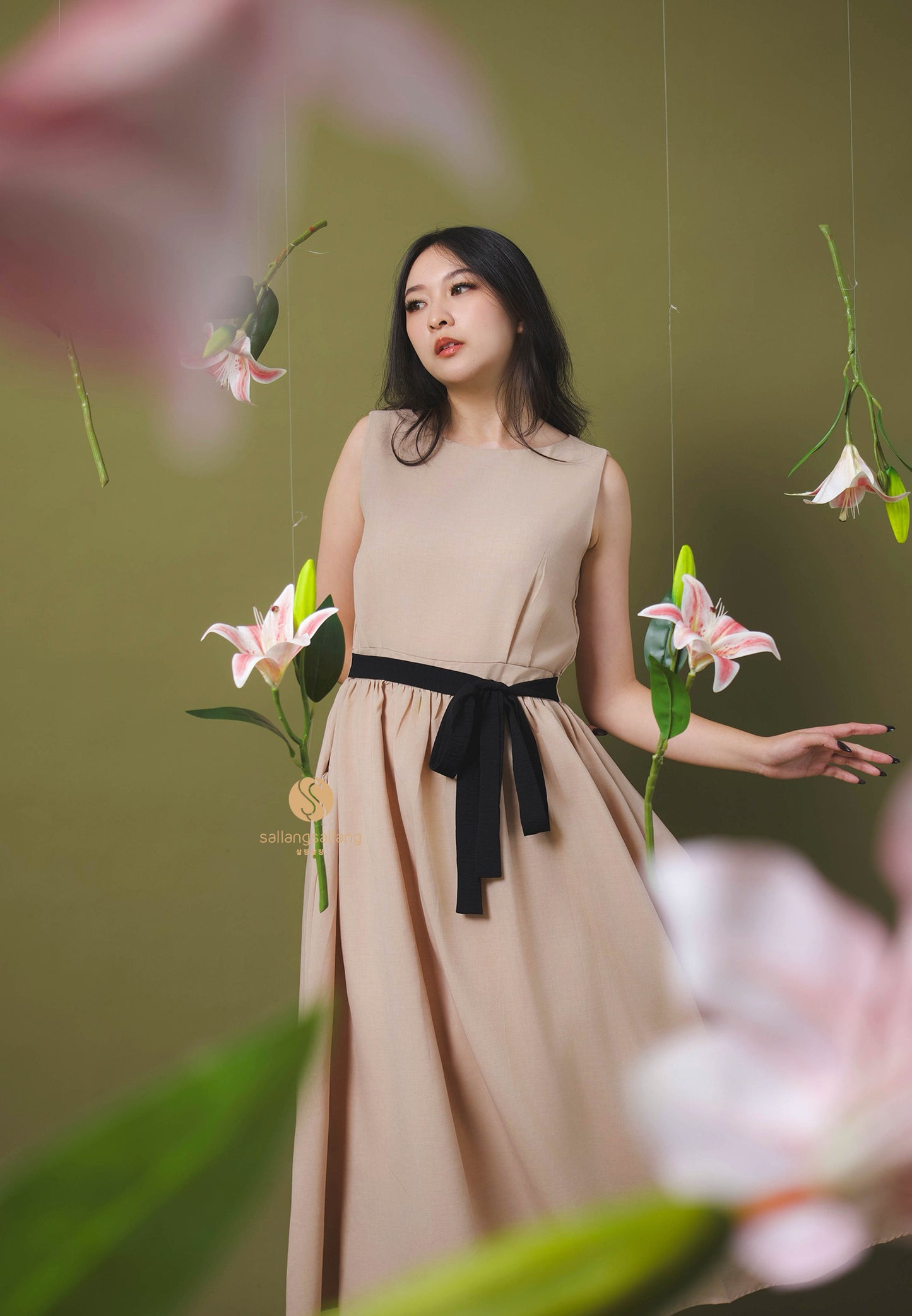 [MADE] Long Strap Dress Beige