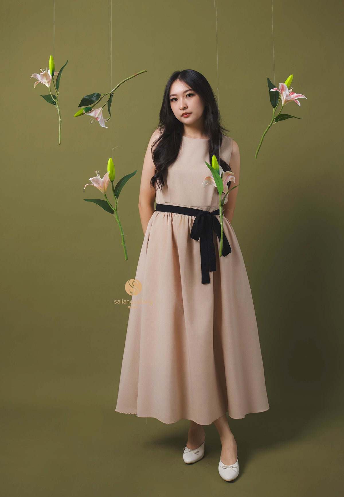 [MADE] Long Strap Dress Beige