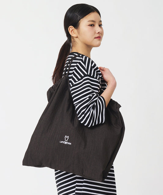 Big Shirring Tote Bag Black