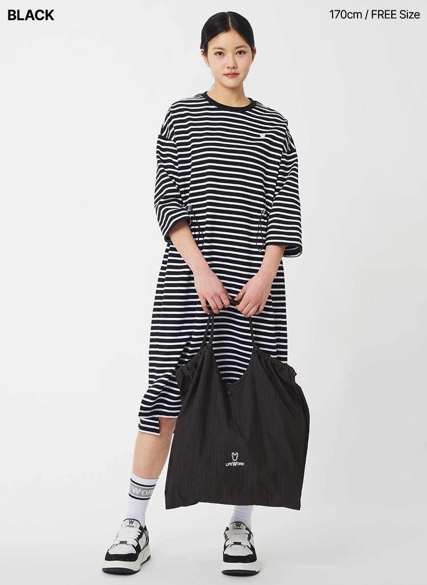 Big Shirring Tote Bag Black