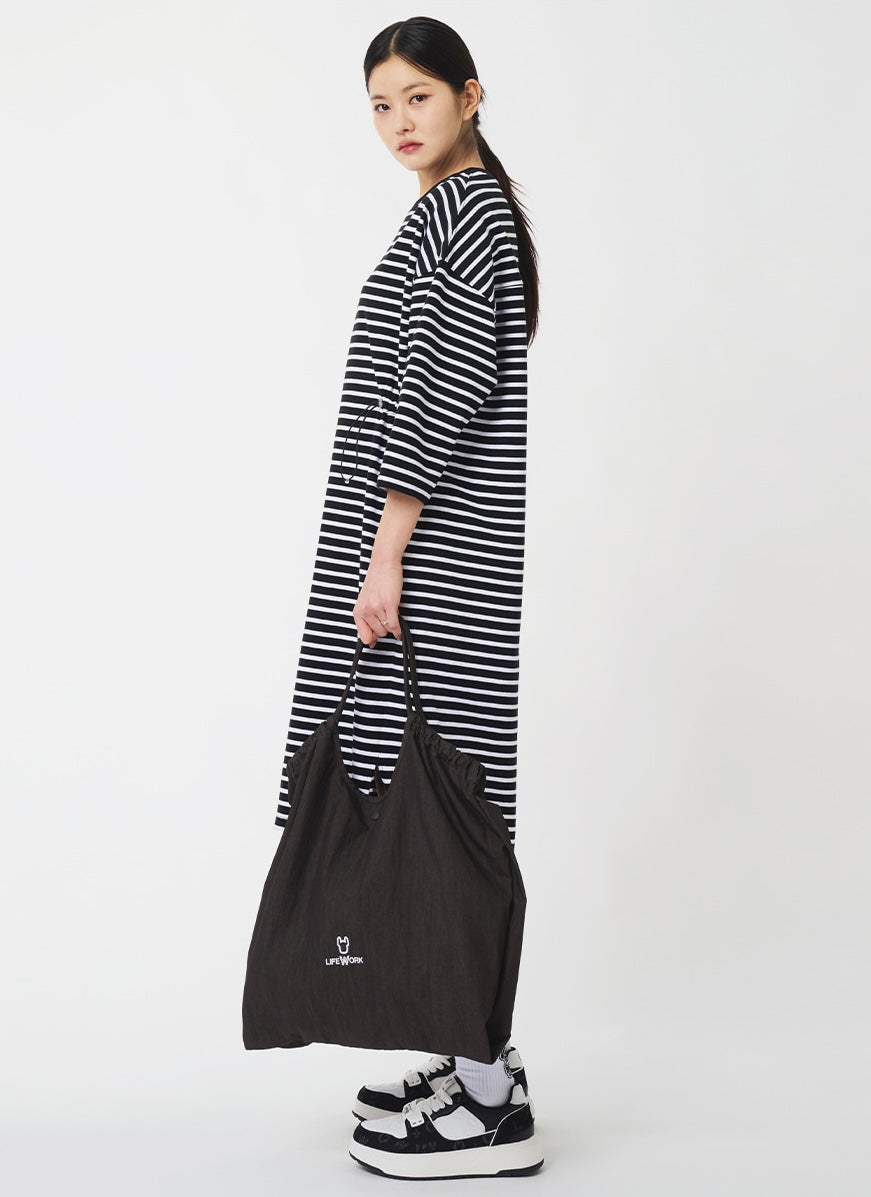 Big Shirring Tote Bag Black