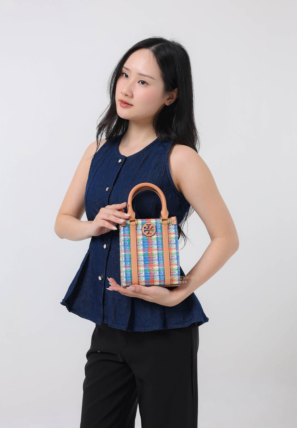 Blake Plaid Mini Shopper Tory Navy Multi