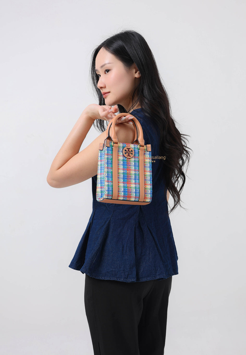 Blake Plaid Mini Shopper Tory Navy Multi
