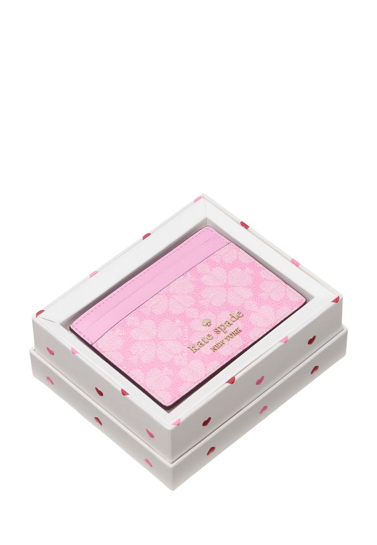 Boxed Spade Flower Small Slim Card Holder Parisian Rose Multi