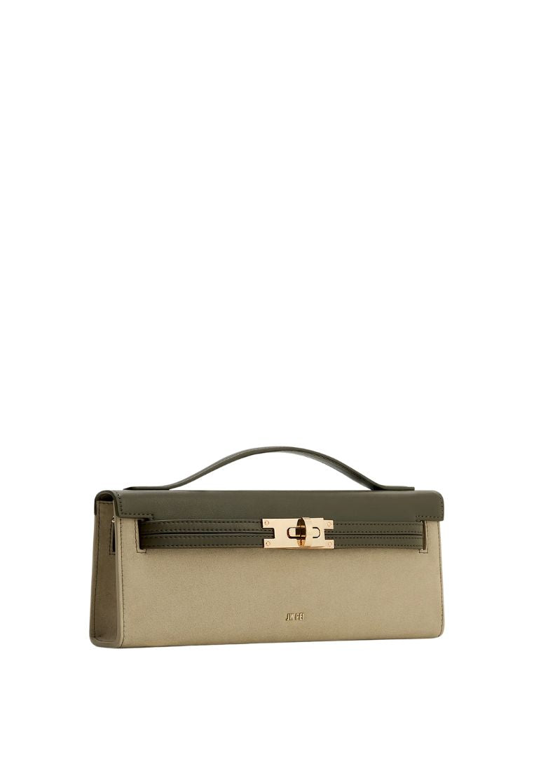 Bria Faux Suede Structured Top Handle Bag - Dark Olive