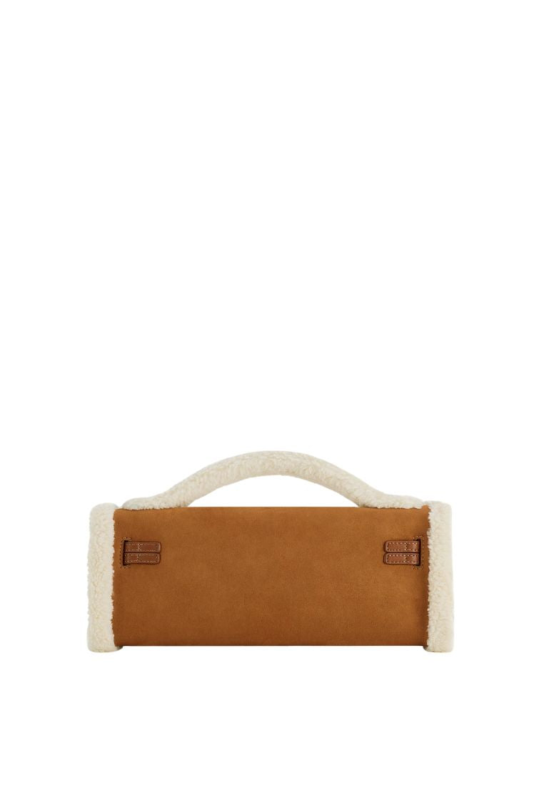 Bria Faux Suede Structured Top Handle Bag - Yellow Brown