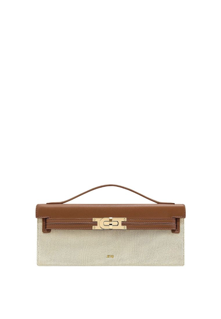 Bria Structured Top Handle Bag - Brown Canvas