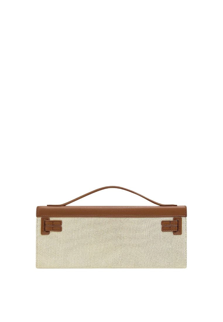 Bria Structured Top Handle Bag - Brown Canvas