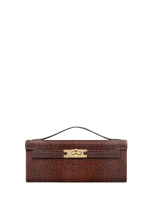 Bria Structured Top Handle Bag - Brown Croc