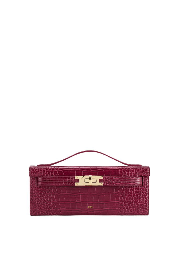 Bria Structured Top Handle Bag - Burgundy Croc