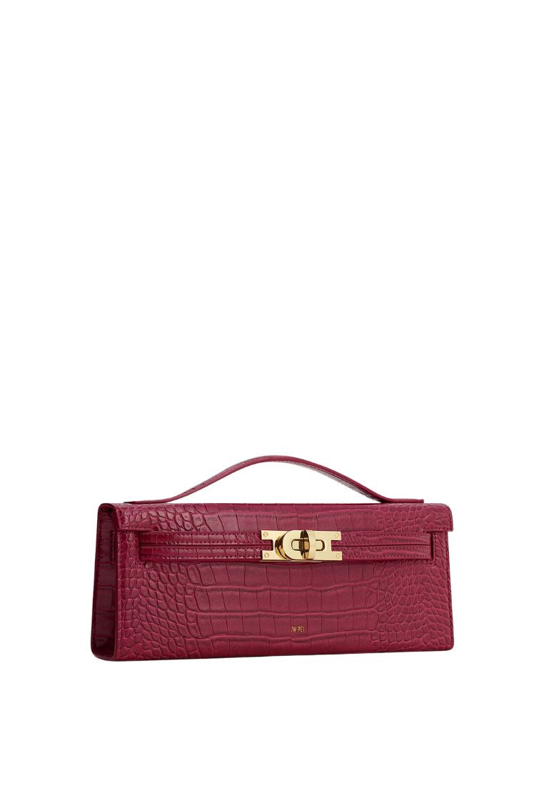 Bria Structured Top Handle Bag - Burgundy Croc