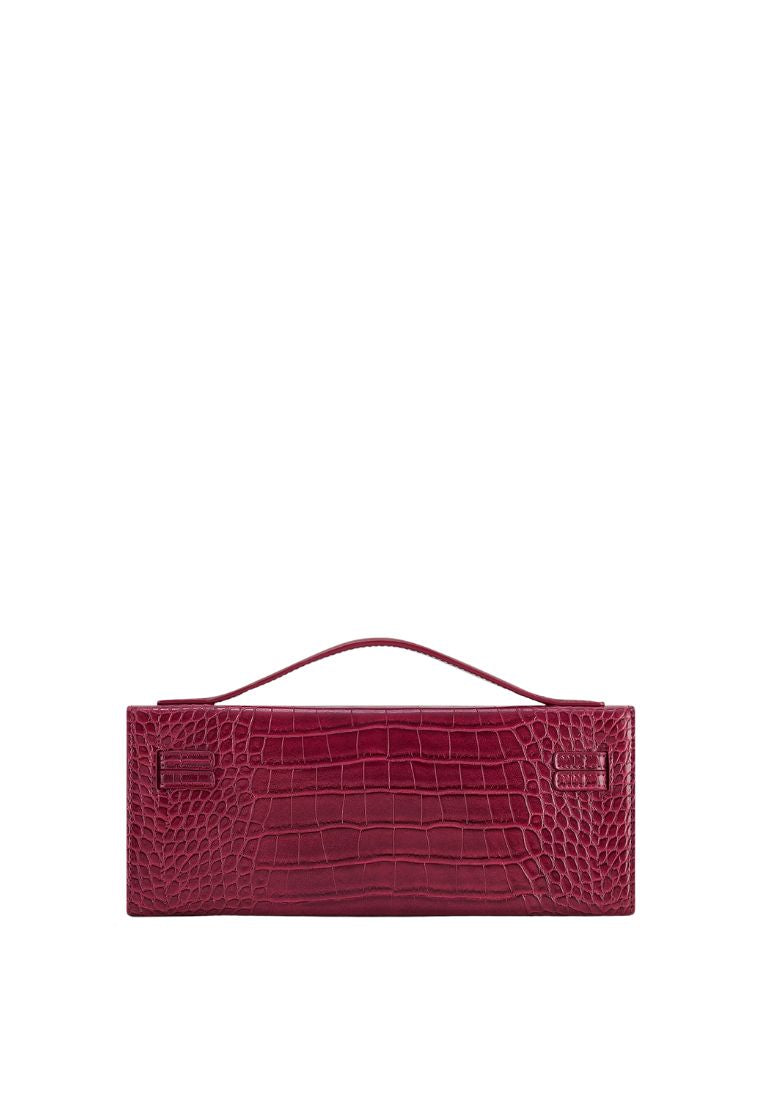 Bria Structured Top Handle Bag - Burgundy Croc