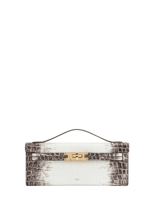 Bria Structured Top Handle Bag - White Croc