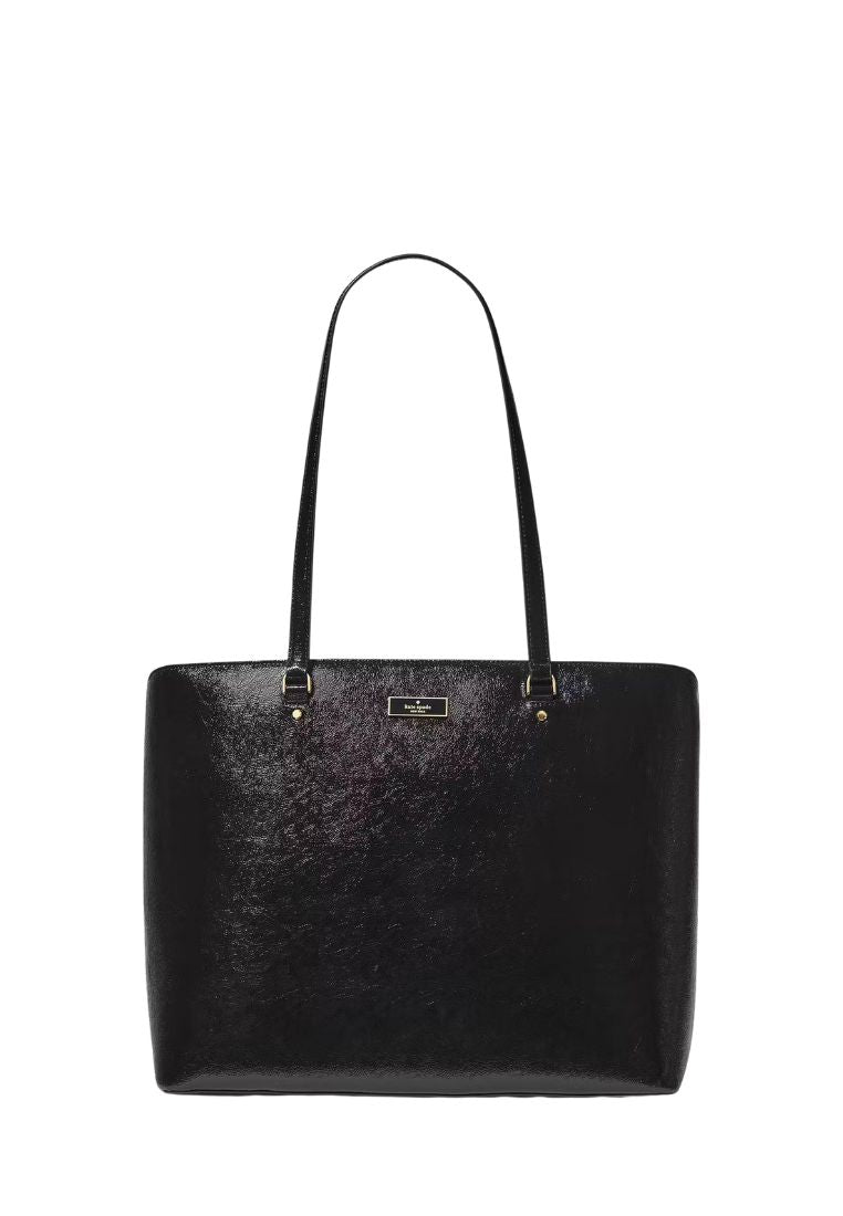 Bridget Crinkle Patent Large Tote Black