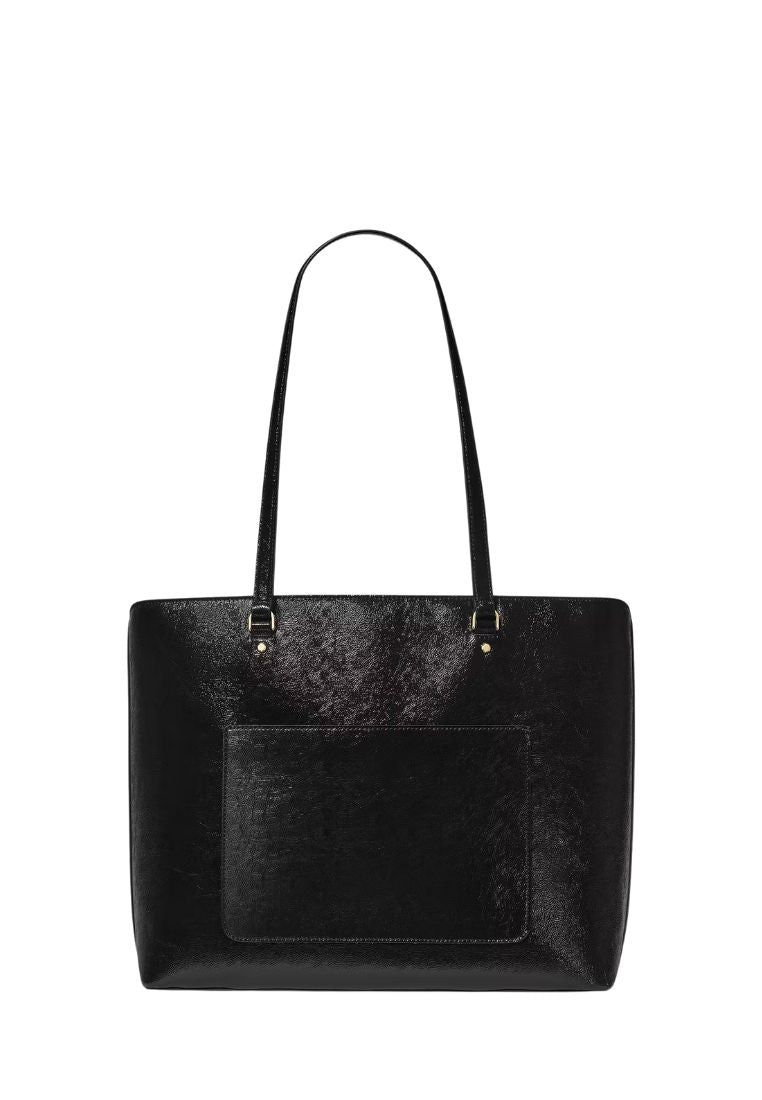 Bridget Crinkle Patent Large Tote Black