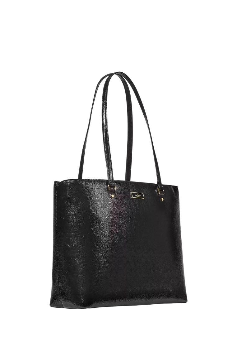Bridget Crinkle Patent Large Tote Black